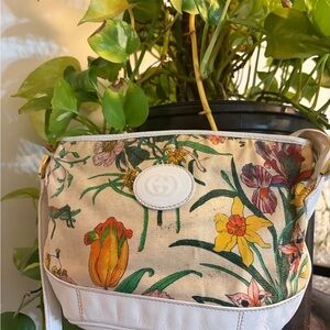 Gucci Floral Canvas Crossbody Bag in White, Yellow, Green, Red